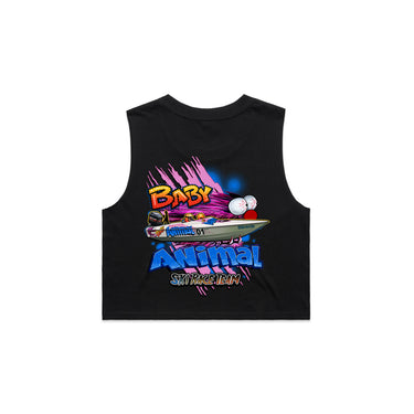 Baby Animal Ski Race Team Ladies Crop Tank